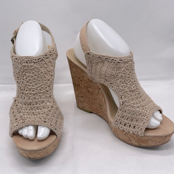 Levity Boho Crochet Wedge Platform Sandals - Picture 1 of 6